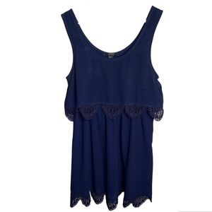 Forever 21 Navy Blue Overlay Lace Dress